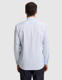 A__k Mavi Non _ron Kolay _t_lenebilir Slim Fit Uzun Kollu Basic G_mlek