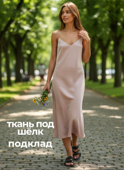 Платье-комбинация шелковое миди на подкладке - Fly фото 19