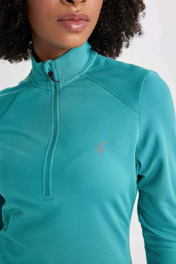 DeFactoFit Футболка с длинным рукавом и воротником стандартной посадки с принтом  фото 7