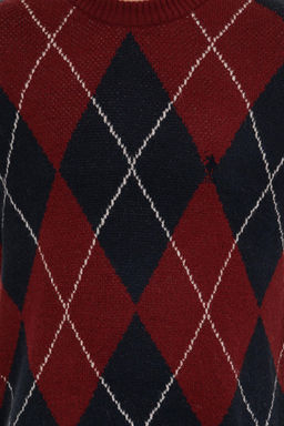 U. S. Polo Assn Мужской трикотажный свитер вишневого цвета с круглым вырезом - U.s. polo assn фото 12