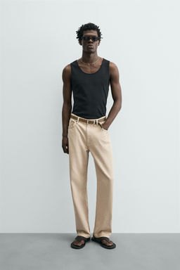 JEANS LIGEROS ALGOD?N - C??AMO / Beige vigor?