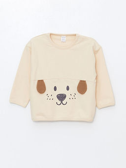 Bisiklet Yaka Nak??l? Erkek Bebek Sweatshirt ve E?ofman Alt 2li Tak?m