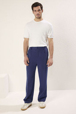 TRENDYOL MAN Bej Wideleg Baggy Rahat Kal?p Dokuma Kumas Pantolon TMNSS25PL00007