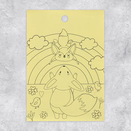 Цена за 10 шт. Наклейки детские бумажные «Лисички и зайчики», c раскраской на обороте, 11×15.5 см