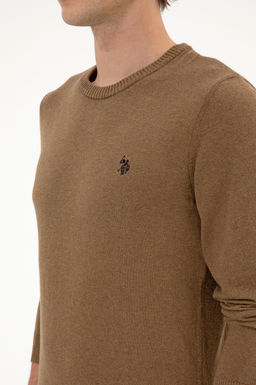 Джемпер U.S. Polo Assn Slim Fit хаки меланж из хлопка