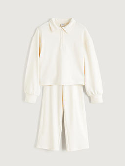 Polo Yaka K?z ?ocuk Sweatshirt ve E?ofman Alt