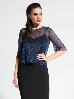 CONTE Кружевная вечерняя блузка LBL 1061 black-royal blue