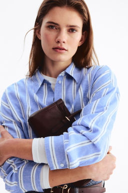 Camisa oversize en mezcla de lino - H&m фото 7