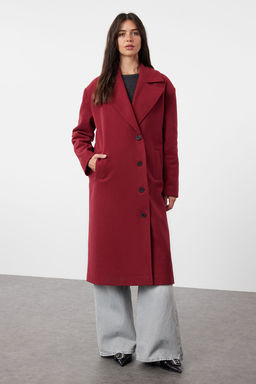Bordo Asimetrik Kapamal? Yumusak Dokulu Oversize Kaban TWOAW25KB00009 - Trendyolmilla фото 6