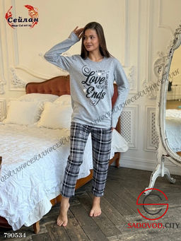 Женская пижама с штанами и начесом