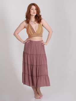 Юбка цвета какао летняя штапель - Almond фото 4