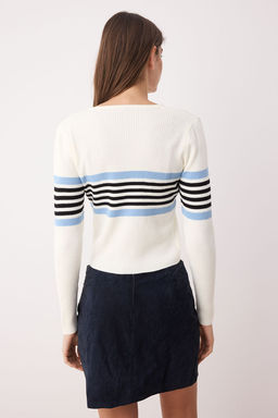 Ekru*001-Lacivert Crop Renk Bloklu-Duz 2li Triko H?rka TWOAW26HI00127 - Trendyolmilla фото 13