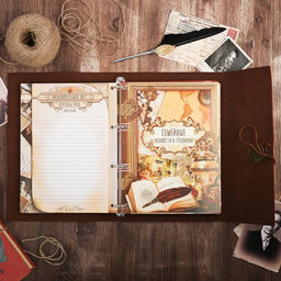 Родословная книга «Наш род», с пером, 56 листов, коричневый, 35×25 см