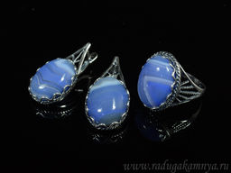 Кольцо Серьги с агатом тонированным, цв.лавандовый размер 19