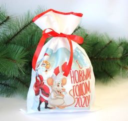 Новогодний мешок для конфет и подарков 30х40 см. С Новым годом 2020!