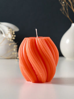 Свеча - цилиндр 9×8 см, 220 г, с нарезкой, персик