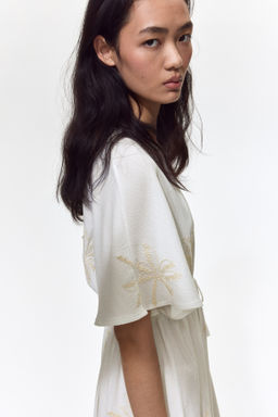Vestido bordado con cord?n de ajuste - H&m фото 5