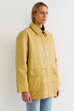 Утепленная парка из эко-кожи Soft Yellow - Erist store фото 4