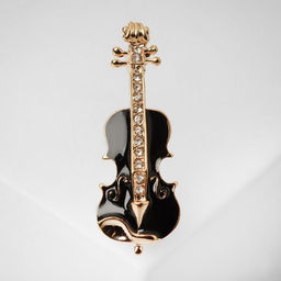 Брошь Скрипка, цвет чёрно-белый в золоте