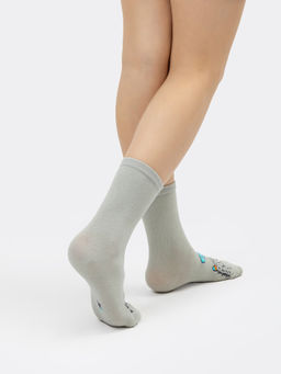 Цена за 5 пар! Носки детские классические в светло-оливковом оттенке с рисунком монстрика - Mark formelle фото 3