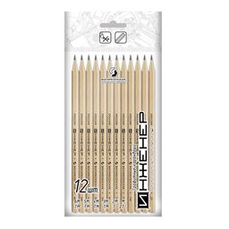 ВКФ ИНЖЕНЕР 12P-1240 Набор граф. карандашей ОПП заточенный ассорти 8 х 12 шт. 2Т(2Н), Т(Н), ТМ(НВ), ТМ(НВ), ТМ(НВ), ТМ(НВ), М(В), 2М(2В), 3М(3В), 4М(4В), 5М(5В), 6М(6В)