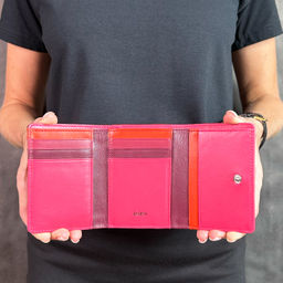 Итальянский женский кожаный кошелек DuDu серии Corsica | малиновый - Dudubags фото 8