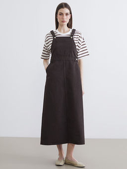 Kare Yaka Kad?n Jean Salopet Elbise