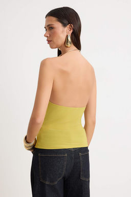Yag Yesil Duz Degaje Yaka Kolsuz Orme Sandy Bluz TPRSS26BZ00073 - Trendyolmilla фото 4