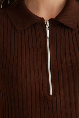 TRENDYOLMILLA Pembe Duz Midi Polo Yaka Triko Elbise TWOSS24EL00353 фото 12