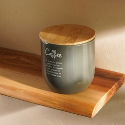 Банка для кофе SL Home, 12×12 см, серая, с бамбуковой крышкой