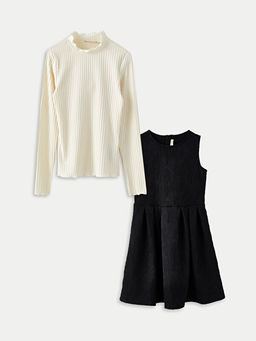 Yar?m Bal?k?? Yaka Basic K?z ?ocuk Ti??rt ve Elbise