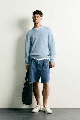 JERSEY REGULAR FIT ALGOD?N - LINO / Azul claro