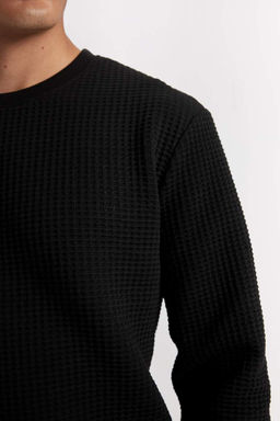 Жаккардовый свитшот стандартного кроя с круглым вырезом - Defacto фото 6