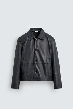 BOXY FIT LEATHER JACKET - Zara фото 7