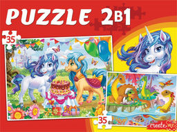Puzzle 2 в 1 "Единороги/Динозавры №3" 35 и 35 эл. (П35-7251)