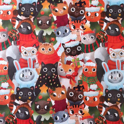 Цена за 10 шт. Бумага упаковочная крафтовая «Котики», 50×70 см