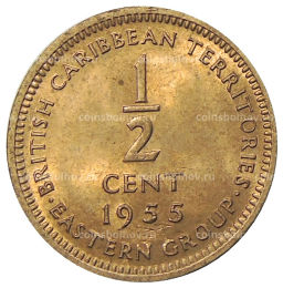 Монета 1/2 цента 1955 года Британские Восточные Карибы