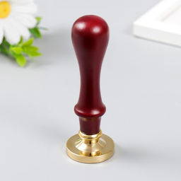 Печать для сургуча с деревянной ручкой «Олень в цветущем лесу», 9×2.5×2.5 см