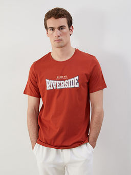 Bisiklet Yaka K?sa Kollu Bask?l? Penye Erkek Ti??rt