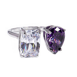 Кольцо с Аметистовым и хрустальным алмазным стеклом Сваровски - Сандаловый дом фото 2