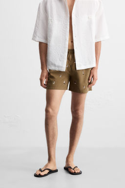 EMBROIDERED MID-LENGTH SWIMMING TRUNKS - Zara фото 3