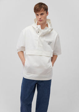 Kapusonlu Beyaz Sweatshirt - Mavi фото 2