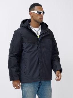 Куртка спортивная мужская зимняя большого размера темно-синего цвета 66613TS