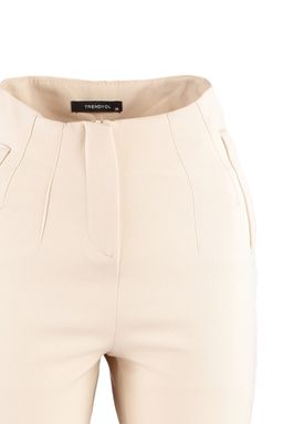 Bej Cigarette Kal?p Pensli Yuksek Bel Bilek Boy Dokuma Kumas Pantolon TWOSS20PL0515