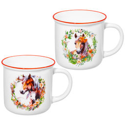 Набор кружек 2 пр. 400 мл 12*9,5*8,5 см "Лошадь в цветах", фарфор
