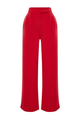 K?rm?z? Wide Leg/Genis Paca Dokuma Kumas Pantolon TWOAW22PL0066