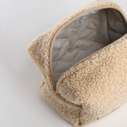 Косметичка женская на молнии TEXTURA, объёмная, плюшевая, бежевая  фото 6