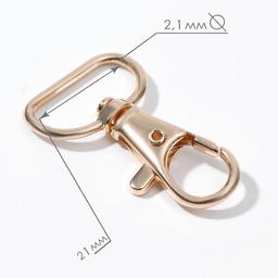 Цена за 2 шт. Карабин металлический, 42 25 мм / 21 2,1 мм, 5 шт, цвет золотой - Арт узор фото 2