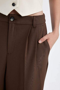 Широкие фланелевые брюки стандартной длины с высокой талией и карманами - Defacto фото 6