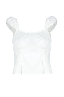 Ekru Fitted/Vucuda Oturan Pamuklu Crop Dokuma Bluz TWOSS24BZ00317 - Trendyolmilla фото 6